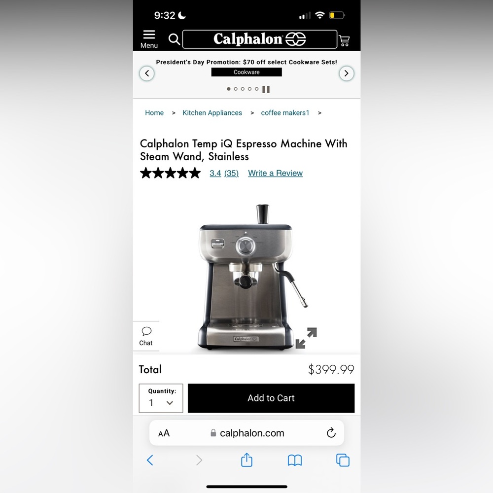 Calphalon Temp IQ Espresso Machine